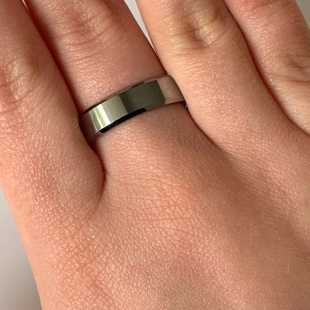 Tungsten Steel Carbide Gunmetal Dark Silver Color Metal Shiny Men's Wedding Ring
